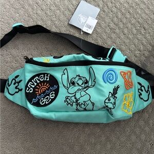 Disney Stitch Embroidered Teal Fanny Pack